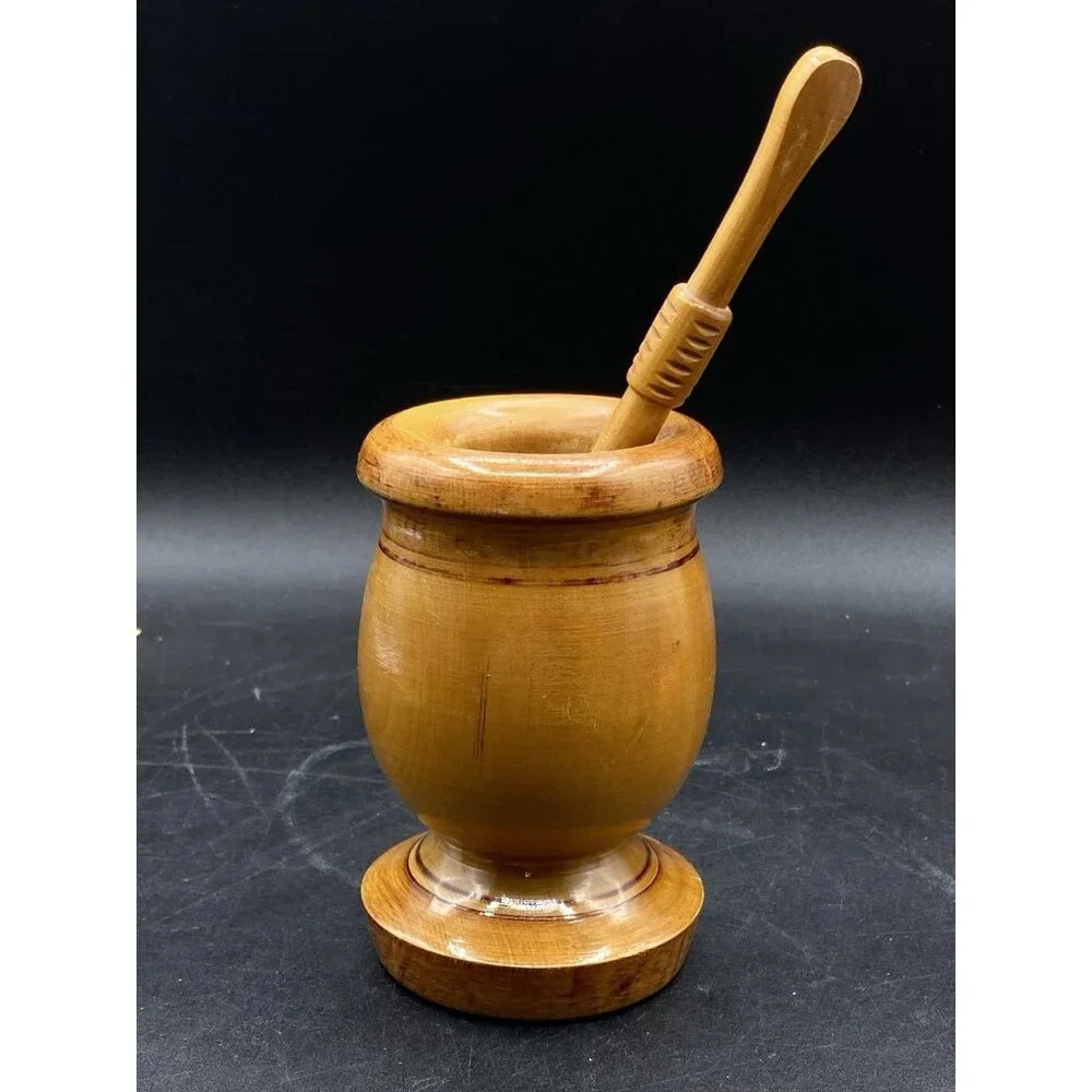 Olive Wood Mortar & Pestle Apothecary Pestle Has Holes